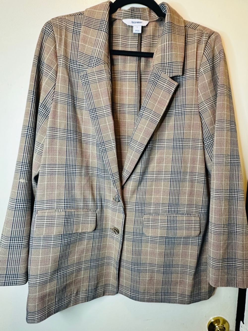 Old Navy Women's Plaid Blazer in Tan and Black